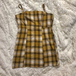 YELLOW PLAID MINI DRESS